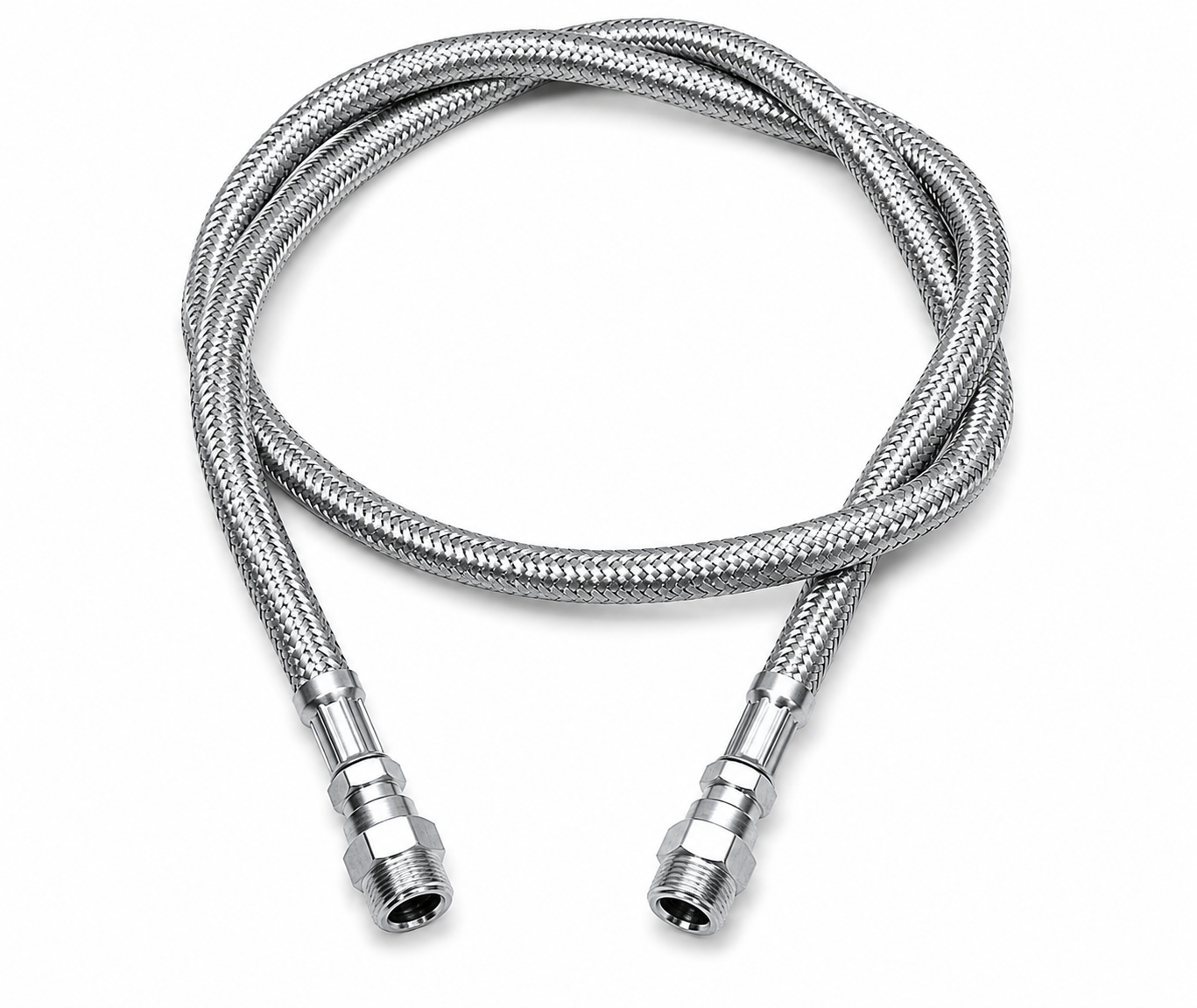 100108S – Helium Flex Line<br> 10′ X 3/4″ dia with 2 * 1/2″ Female Aeroquips<br> AVAILABLE IN CUSTOM LENGTHS
